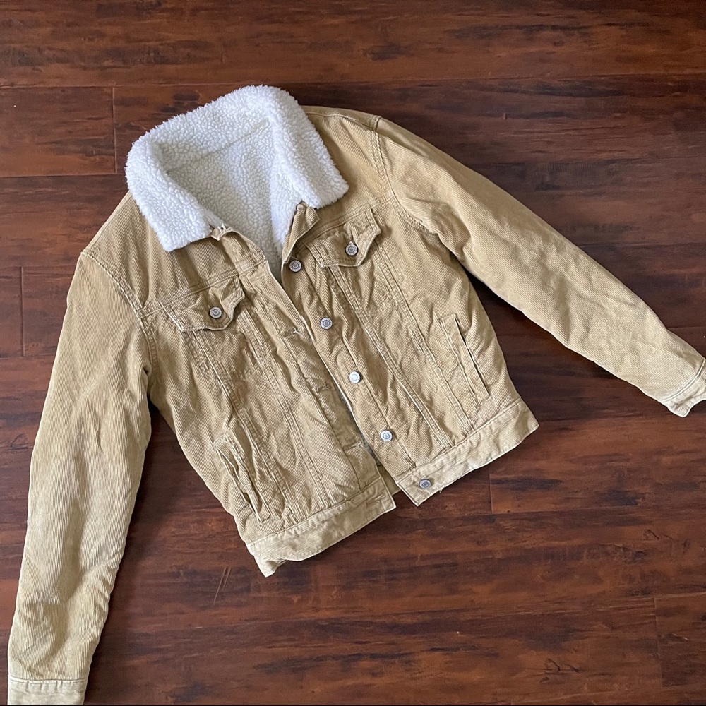 Brandy Melville Tan Corduroy Sherpa Jacket